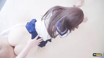 JK制服援交少女，又是被操到叫爸爸的一天，第一视角中出内射